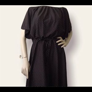 Vintage dark brown polka dot dress. Fall dress